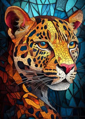 Leopard in Stained Glass