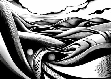 Abstract Black and White Landscape