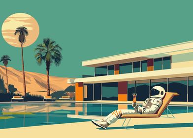 Astronaut Pool Cocktail Mid Century