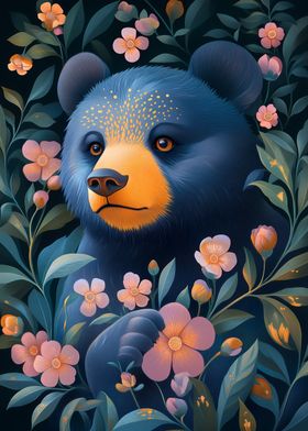 Blue Bear in Bloom Animal