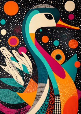 Abstract Goose in Space Poster | Modern Goose Illustration 