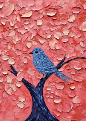 Bluebird on Pink Tree