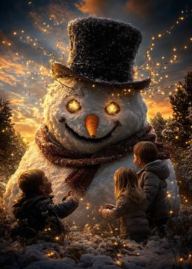 Magical Snowman with Children