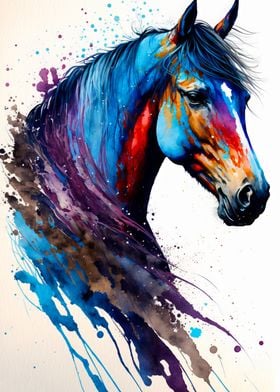 Abstract Horse Portrait Watercolor