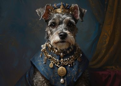 Renaissance Schnauzer: A Noble Portrait in Blue