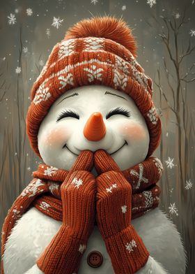 Smiling Snowman in Winter