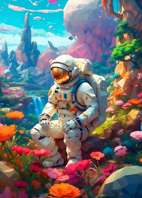 Astronaut in a Flower Field