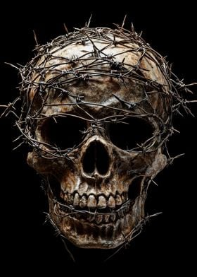 Skull with Barbed Wire