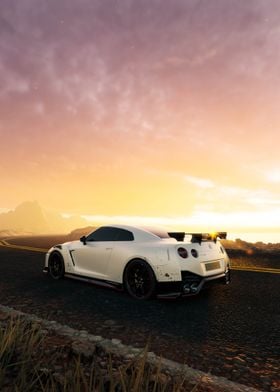 White Sports Car Sunset