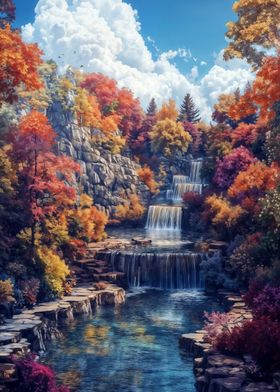 Autumn Waterfall Landscape