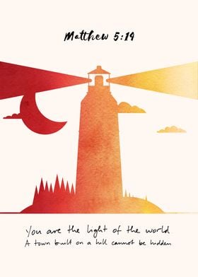 Light of the World, Matthew 5, Lighthouse, Watercolor