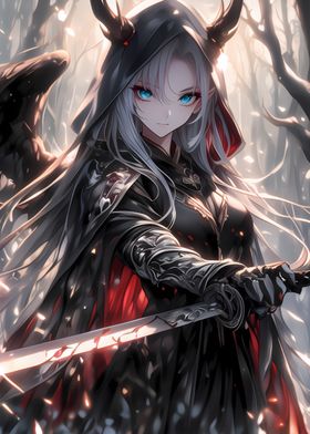 Anime Demon Girl with Sword