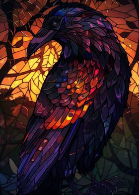 Stained Glass Raven