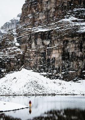 Lone Figure by Frozen Lake