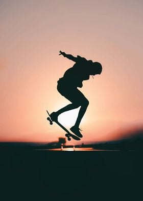 Silhouette Skateboarder Sunset