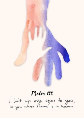 Psalm 123 Watercolor Art, Bible Verse, Christian Decor