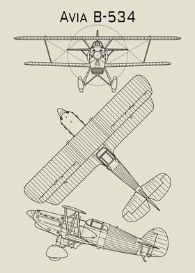 Avia B-534 Airplane Blueprint