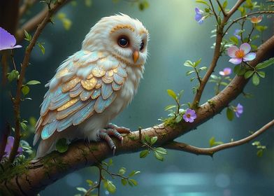 Magical Owl on Branch