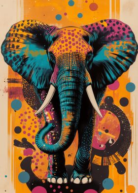 Abstract Elephant Art | Vibrant Elephant Pop Art | Bold and Striking Wildlife Design