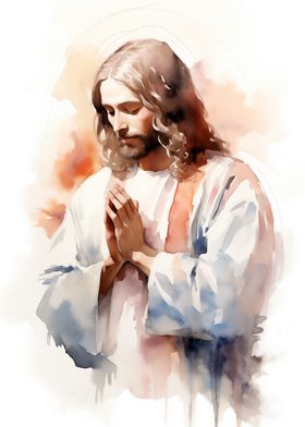 Jesus Praying Watercolor