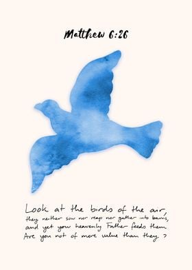 Blue Dove Watercolor with Bible Verse