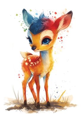 Cute Watercolor Fawn