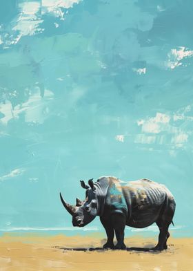 Rhino Under a Blue Sky