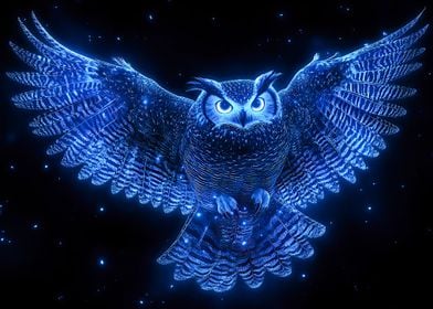 Blue Owl in Flight