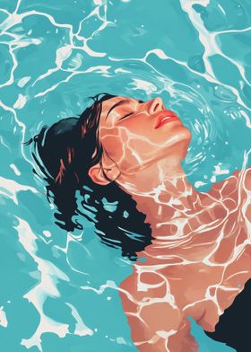 Woman Floating in Water