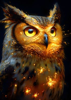 Golden Owl with Sparks Animal