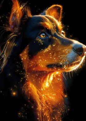 Golden Australian Shepherd Dog Portrait