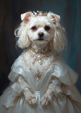 Royal Spaniel: Elegance in Ivory and Pearls