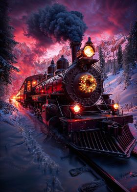 Christmas Train in the Mountains