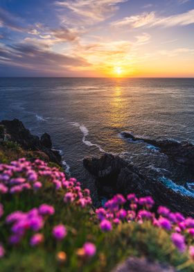 Sunset Over Ocean Cliffs