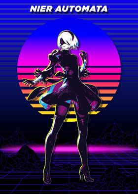 Nier Automata 2B Retro Art