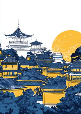 Chinese Architecture Illustration