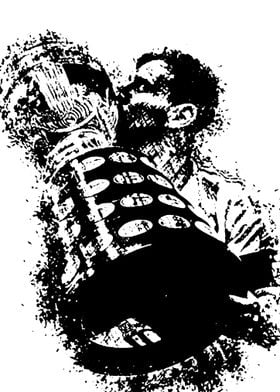 Soccer Player Holding Trophy