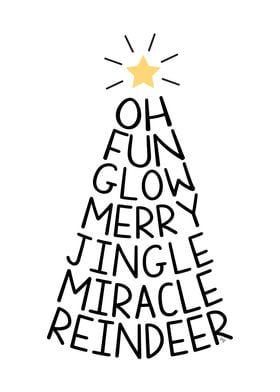 Nordic Christmas Tree Word typography Art