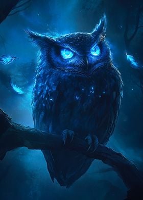 Blue Owl in Forest