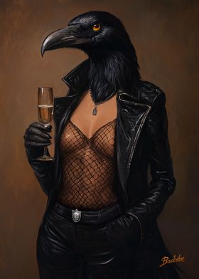 Raven Woman in Leather