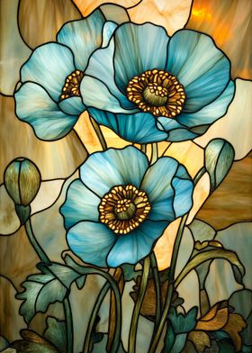 Stained Glass Gilded Flowers