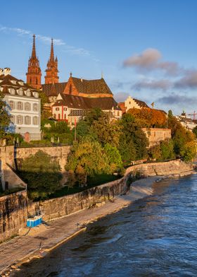 Basel City At Sunrise In Switzerland