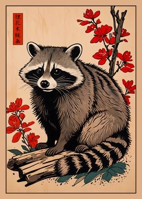 Raccoon Japanese Art