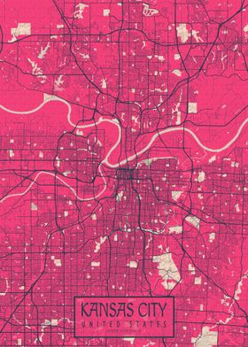 Kansas City Map USA Blossom