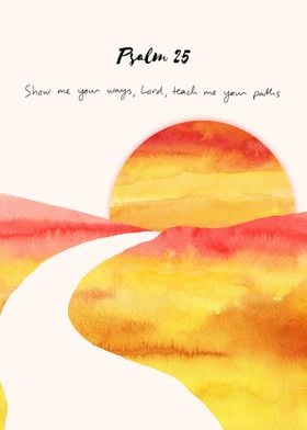 Psalm 25 Watercolor Art, Bible verse, Christian Decor