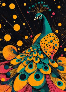 Majestic Peacock Illustration | Vibrant and Elegant Design | Peacock with Colorful Feathers