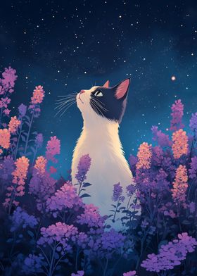 Cat Gazing at Stars