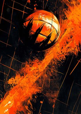 Orange Volleyball Art