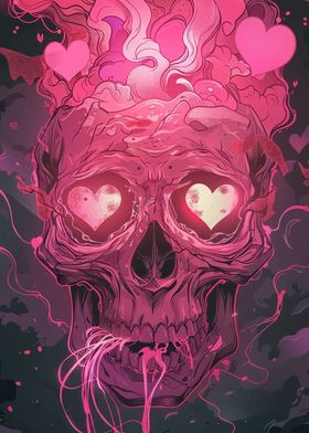 Pink Skull with Hearts