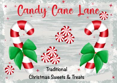 Candy Cane Lane Christmas Sign